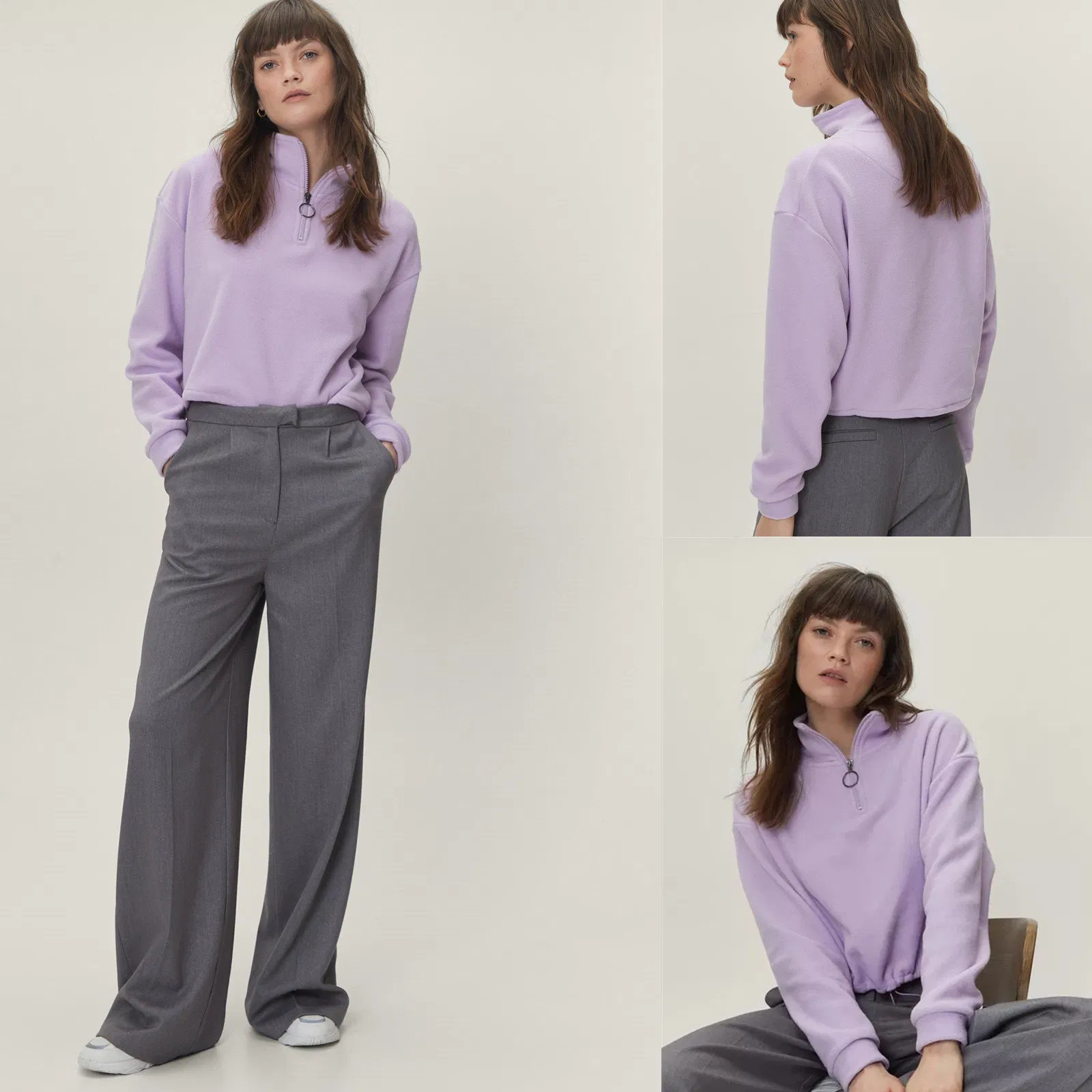 Supplier China OEM AAA Qualified New Hot Half Zip Long Sleeve Relaxed Knitted Women Leisure Household Women Loungewear