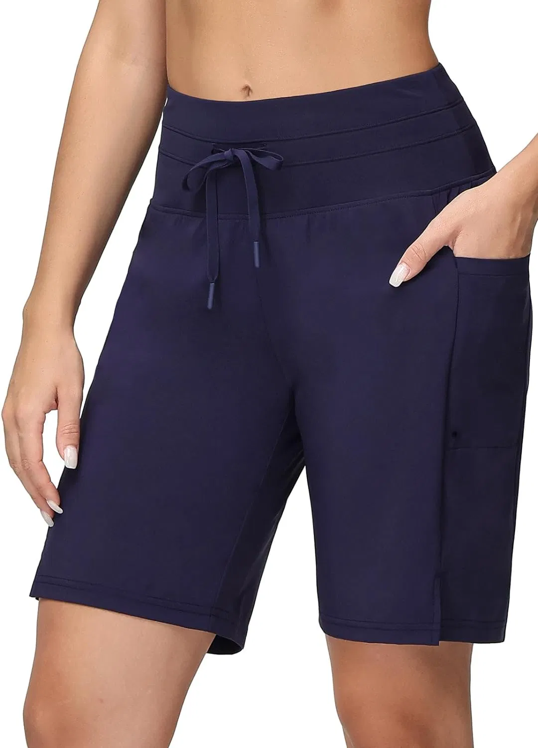 Women's 7"/8"/9" Long Swim Board Shorts High Waisted Quick Dry Swimming Bottoms with Liner Pockets Beach Water Surf