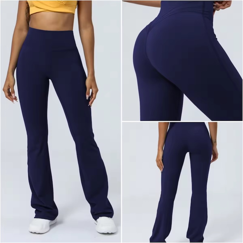 Wholesale Women High-Waisted Flared Athletic Pants Slimming Stretch Trousers Flared Yoga &amp; Fitness Pants Versatile Bottoms for Running and Workouts
