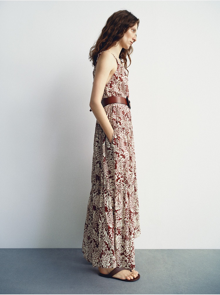 Luxury Women Clothing Wholesale Drawstring Shoulder Pleat Skirt Design Women Slip Dress Customized Sleeveless Beach Holiday Dress for Woman