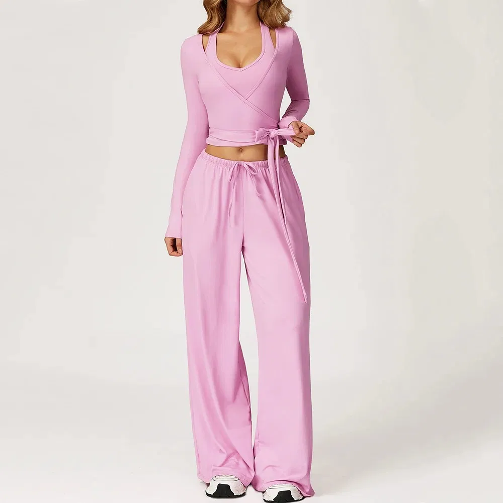 Women 3 PCS Activewear Tank Top Outfit Sets Casual Summer Sleeveless V Neck Crop Tops and Sweatpants Sportswear Tracksuit Lounge Gym Wear