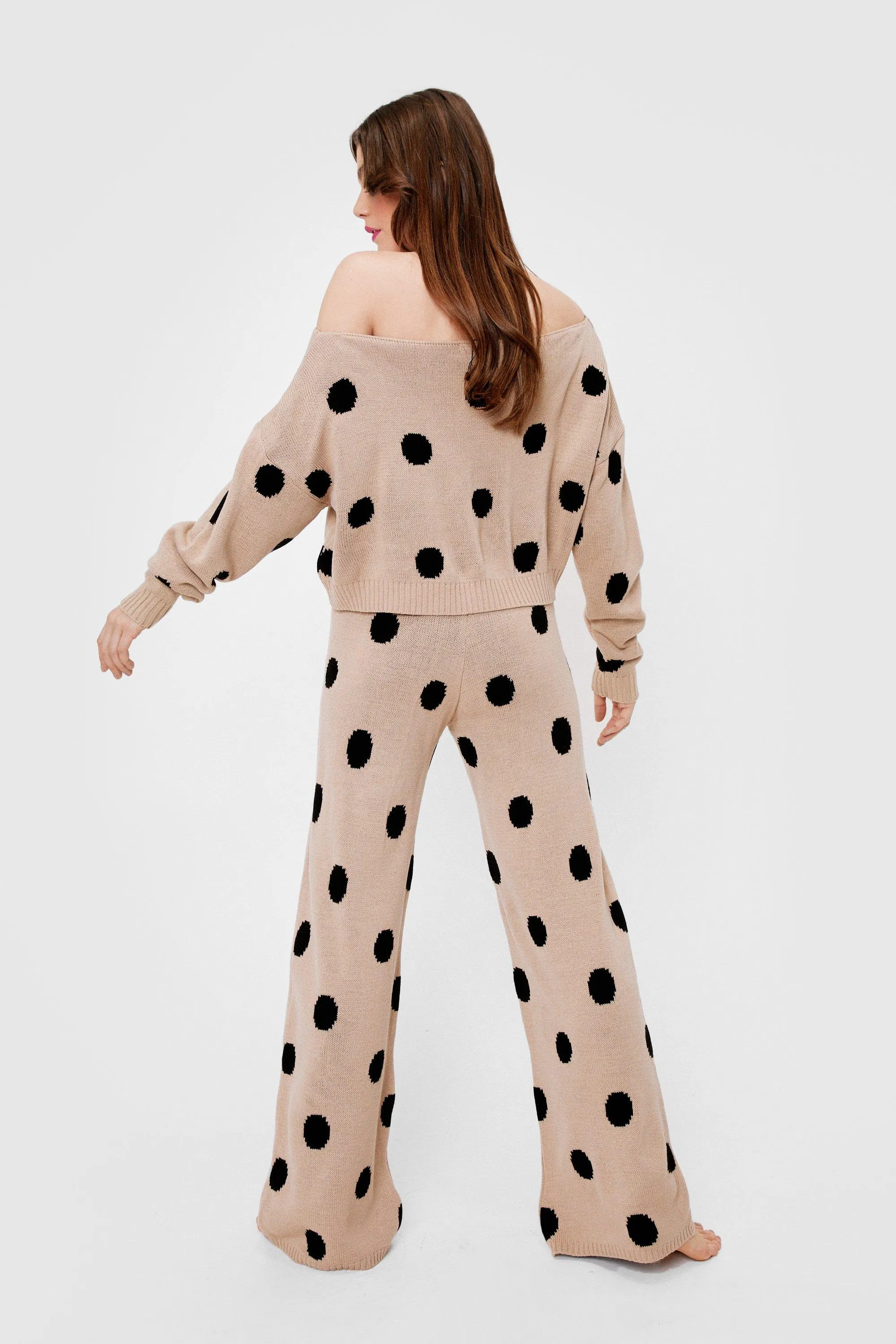Supplier China OEM AAA Qualified New Hot Polka DOT Wide Leg Relaxed Knitted Women Leisure Household Women Loungewear