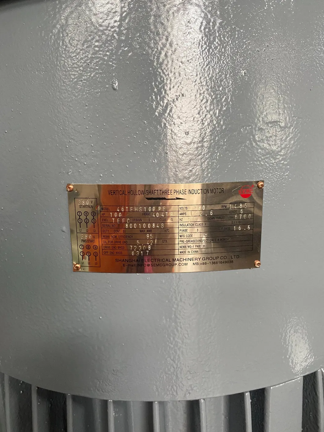 Tefc IP54 IP55 Alta Tensión 1kv 6kv Motor de Eje Hueco Vertical Vhs