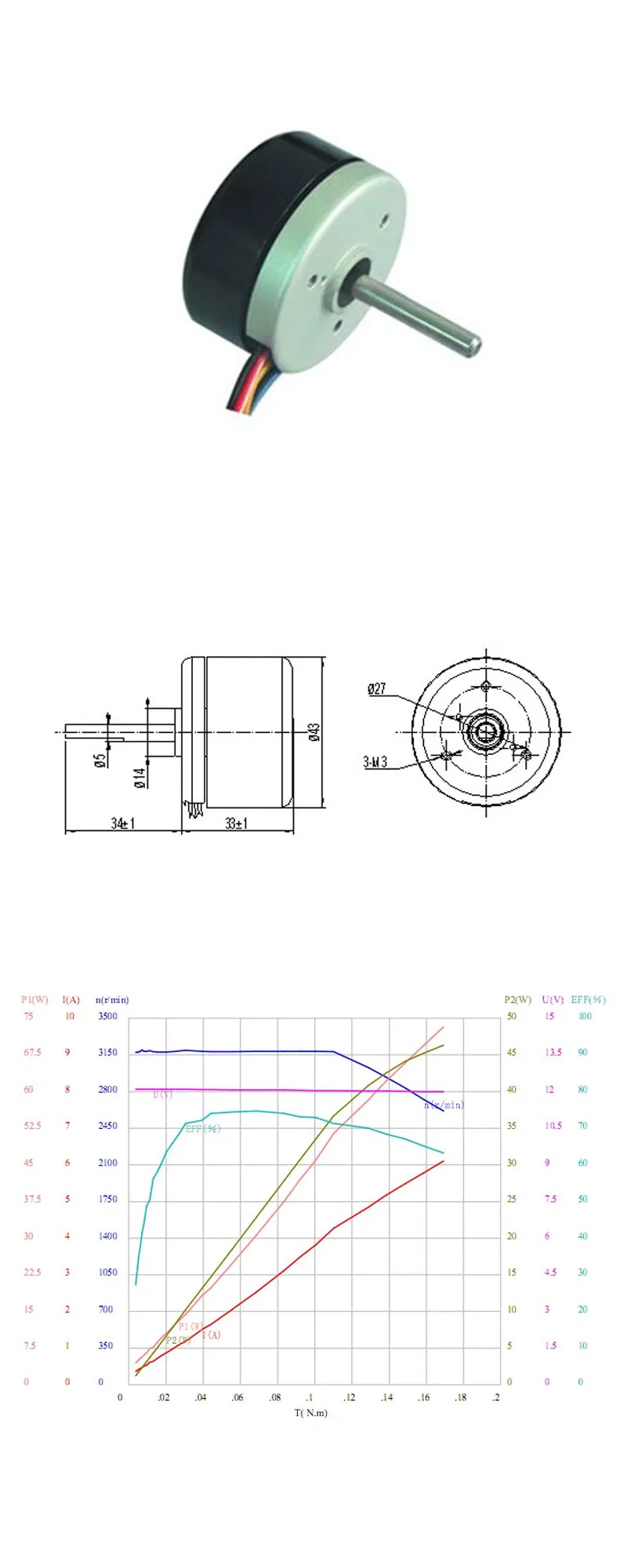 16V 24V Motor de corriente continua miniatura sin escobillas y de bajo ruido