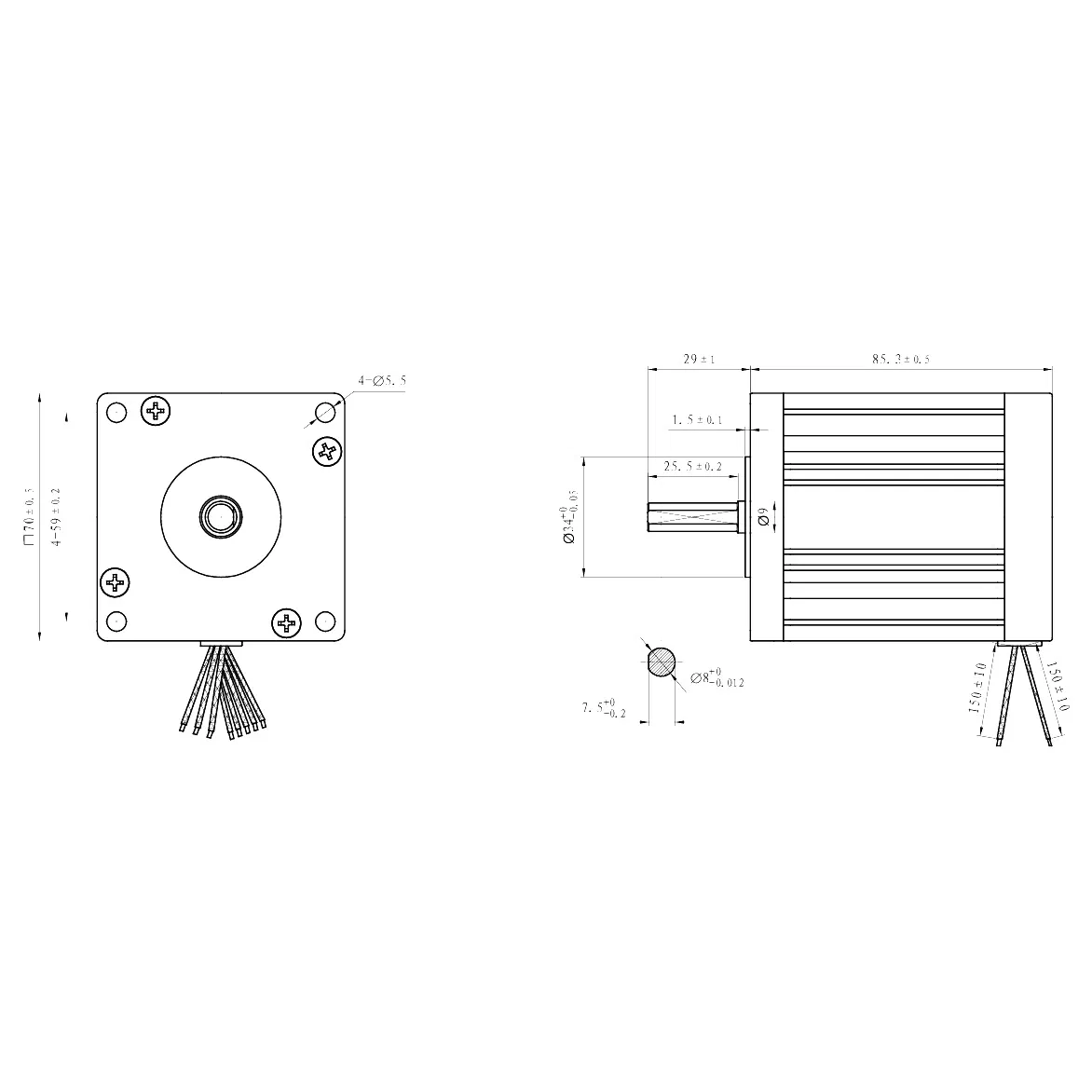 Motor sin escobillas de alta densidad de potencia y alto par IP65-Rated para sistemas de transporte