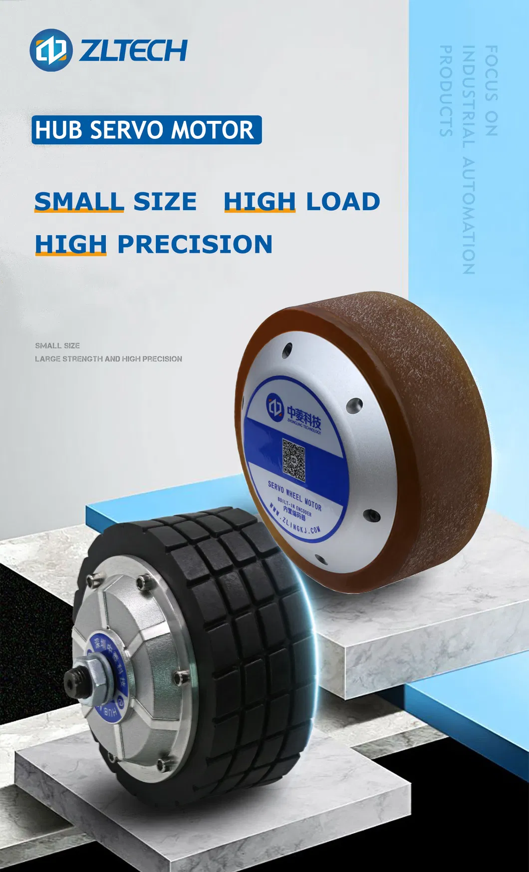 Motor de cubo de rueda de accionamiento directo sin engranajes eléctrico sin escobillas de baja velocidad y potente Zltech 6.5inch 48V 200rpm 200kg