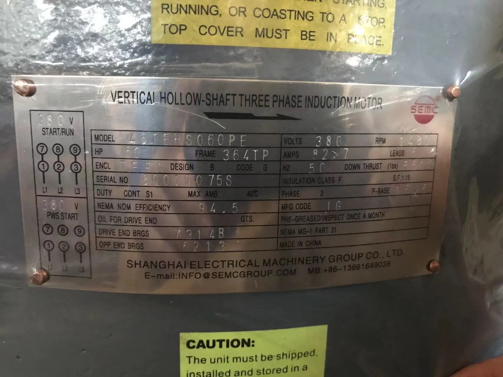 Tefc IP54 IP55 Alta Tensión 1kv 6kv Motor de Eje Hueco Vertical Vhs