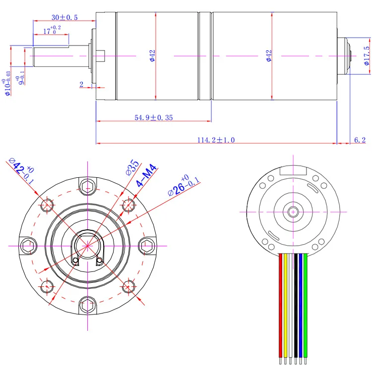 32mm Motor de Reducción de Corriente Continua Sin Escobillas con Engranaje Planetario 12V24V Motor Miniatura de Regulación de Velocidad y Alto Par