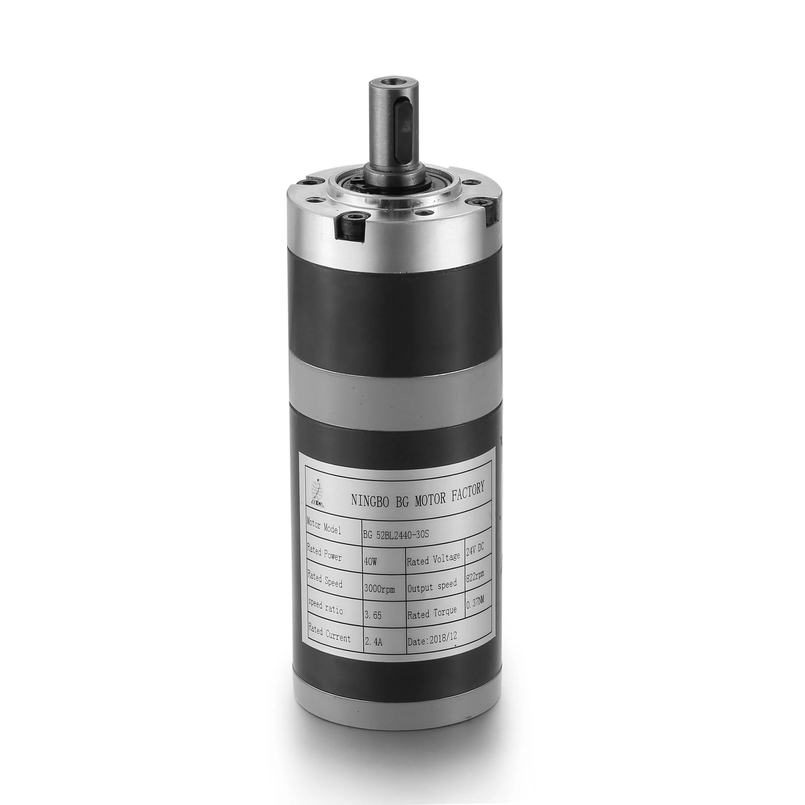52mm 24V Motor Planetario de Corriente Continua Sin Escobillas de Alto Par y Baja Velocidad Motor Sin Ranuras para Control Industrial