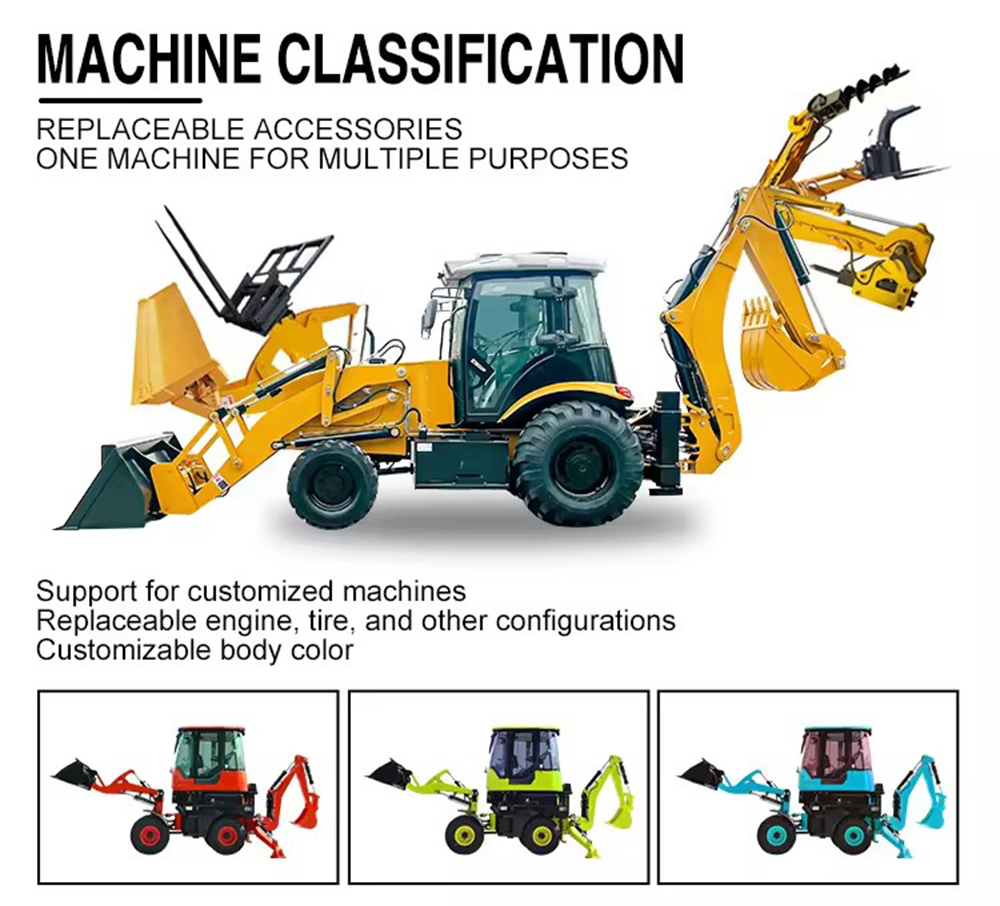 CE/EPA Mini/Small Wheel Excavator Front End Articulated New Skid Steer Tractor Best New Excavator Cheap Manufactural Hydraulic Compact Wheel Backhoe Loader
