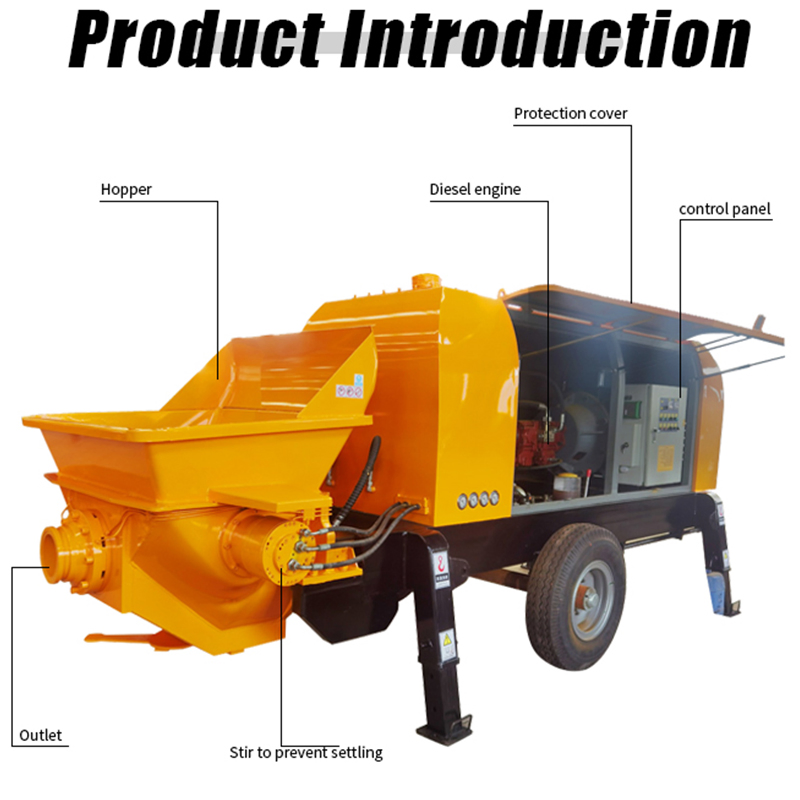 Portable Construction Mobile Mini Conveying Pumping Diesel Electric Trailer Mounted Transfer Hydraulic Cement Concrete Mortar Spray Machine Truck Mixer Pump