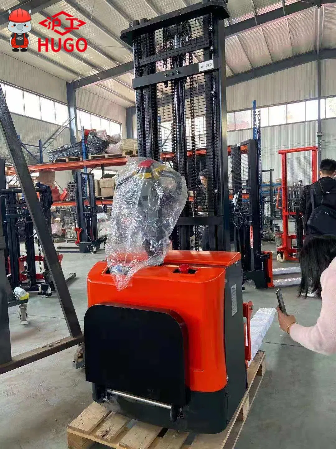 1t 3t 5t Standing Type Heavy Duty Full Electric Pallet Stacker