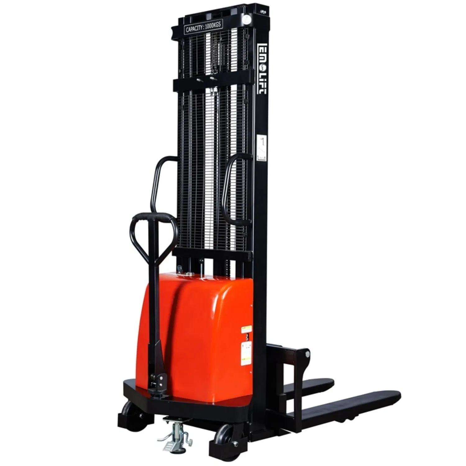 Full Electric Li-ion Lithium Battery Walkie Hydraulic Pallet Stacker Electric Pallet Stand on Forklift Stacker 5m Lifting Height Reach Stacker