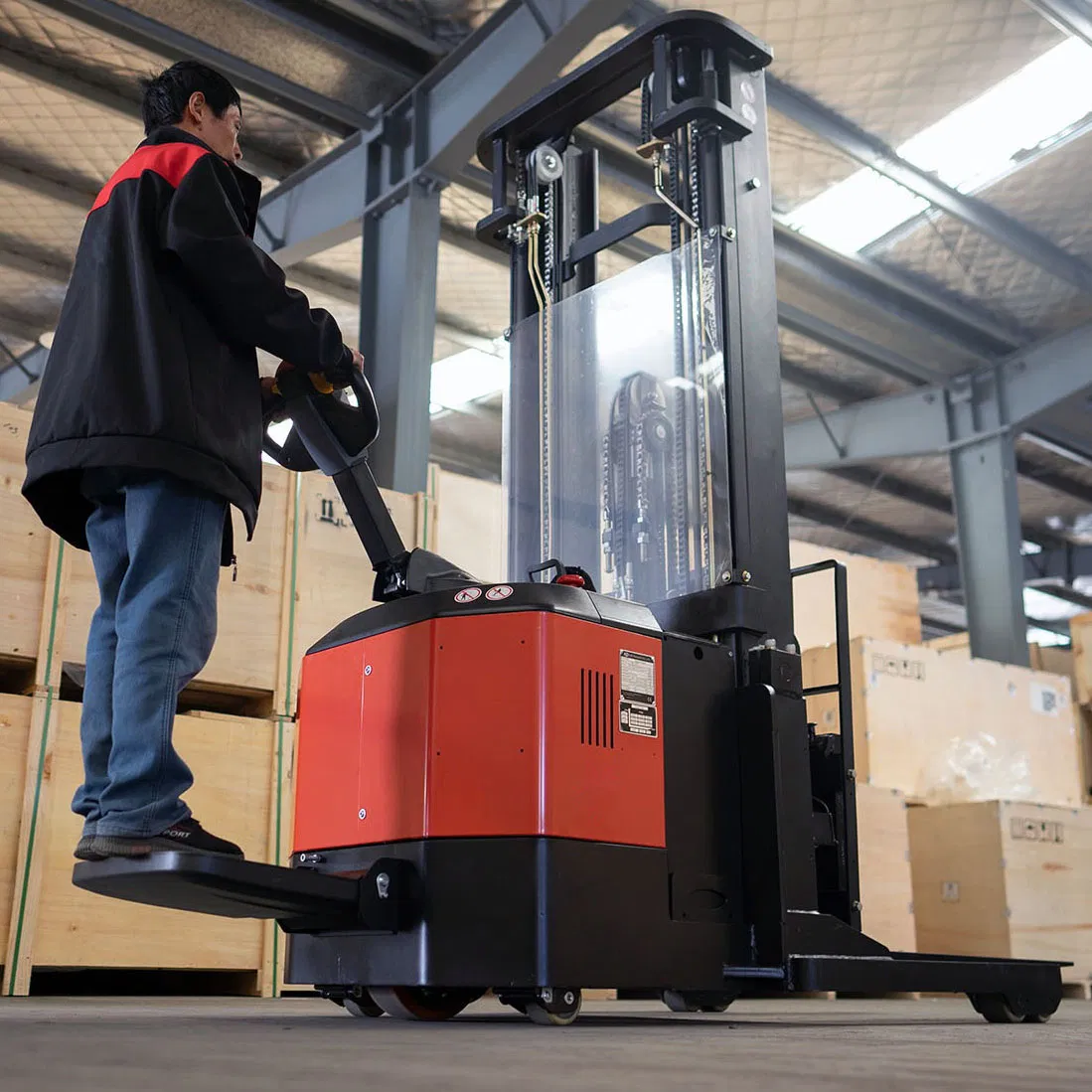 1.2 1.5ton Advanced Unique Walkie Electric Container Forklift Reach Truck for Narrow Aisle Pallet Handling Cqe12r/15r