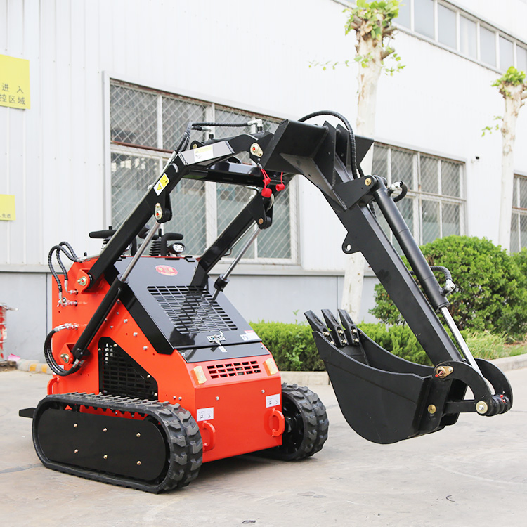 Compact Mini Loader Diesel Track Mini Skid Loader Small Wheel Crawler Backhoe Loader Skid Steer Loader with Bucket Mulcher Attachments Skidsteer Loader