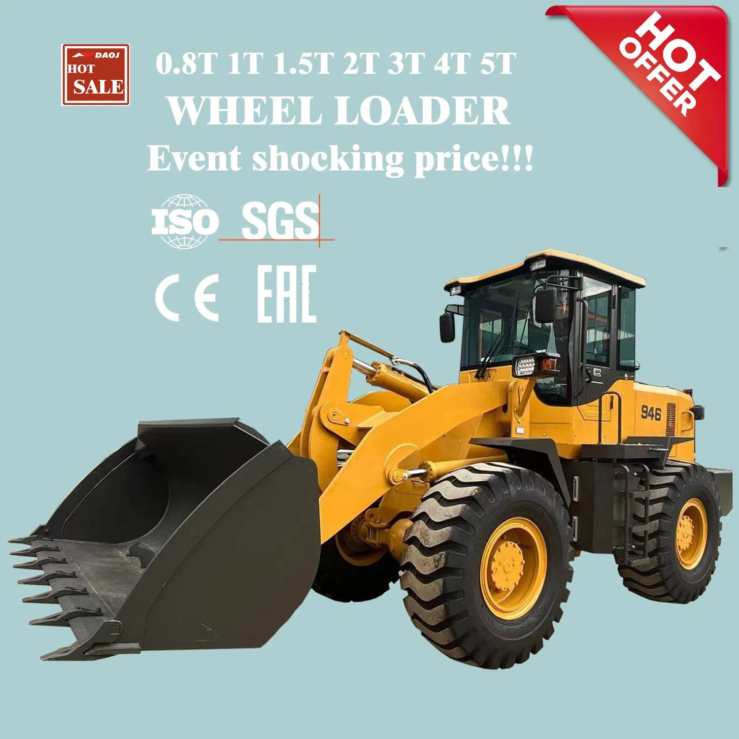 Discount 50%! ! ! New Chinese Best Mini 0.8t 1t 2t Ton 3t 4t 5t Tractor with Front End Compact Track Backhoe Wheel Loader Machine Engineering Price for Sale