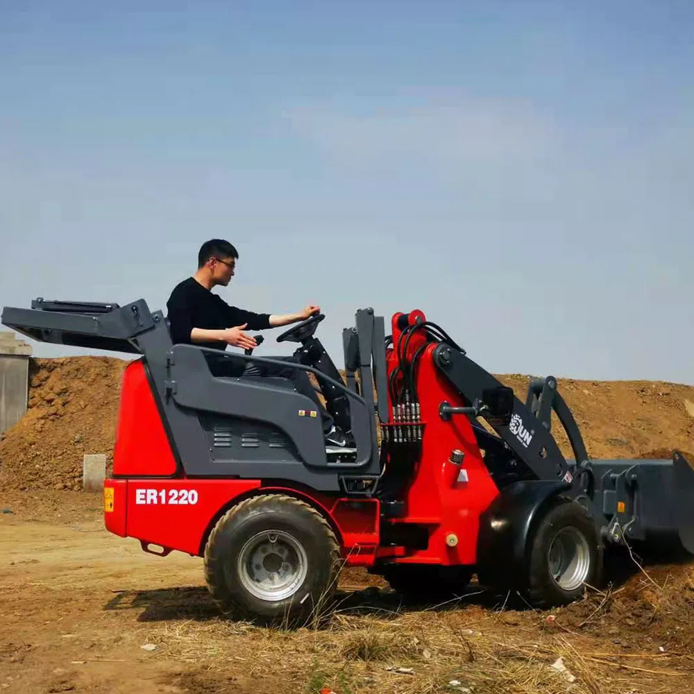 Everun Er1220 1.2t Multi-Attachment Hydraulic Compact Articulated Diesel Mini Front Wheel Loader