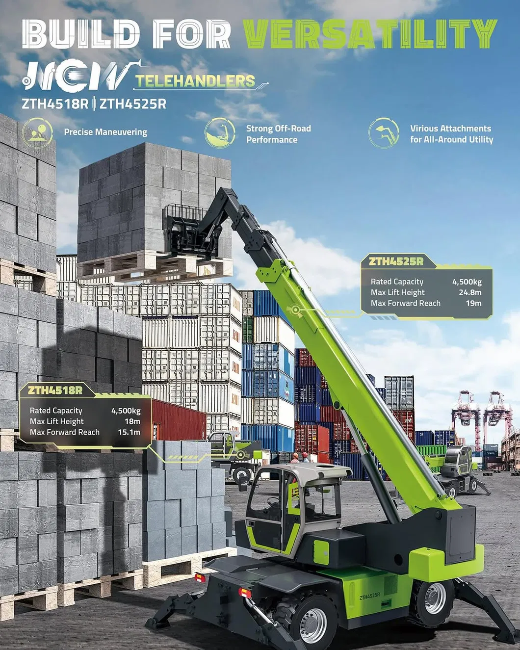 18m Height Telehandler Forklift