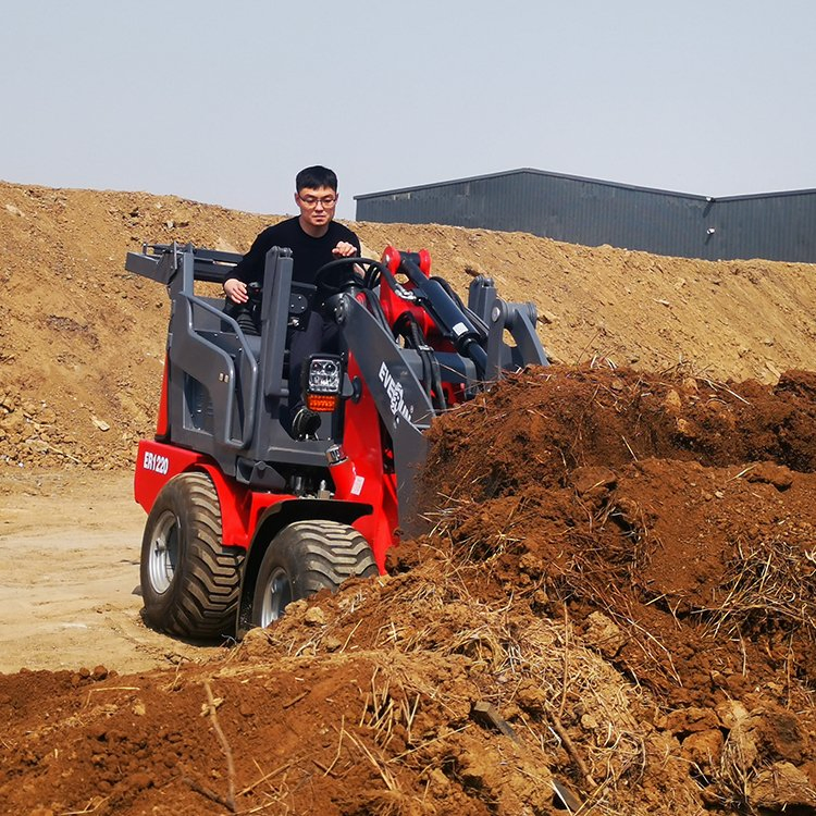 Everun Er1220 1.2t Multi-Attachment Hydraulic Compact Articulated Diesel Mini Front Wheel Loader