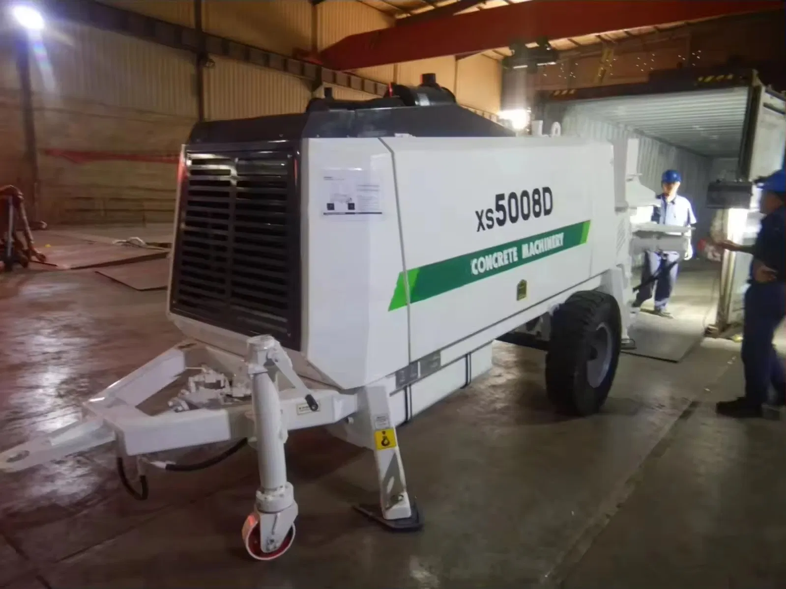 High Efficiency Mobile Trailer-Mounted Concrete Line Pump 50m³/H Stationary Concrete Trailer Pump Truck Xs5008d with Optional Pump Pipes for Sale