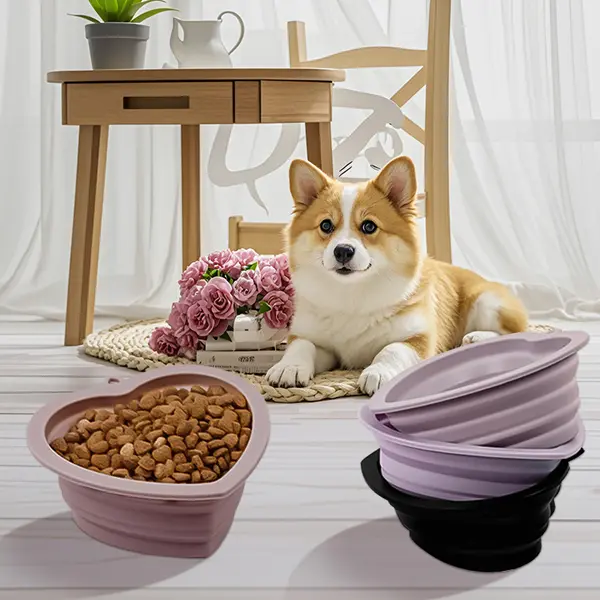 Wholesale Custom Silicone Foldable Pet Bowls Compact Folded View