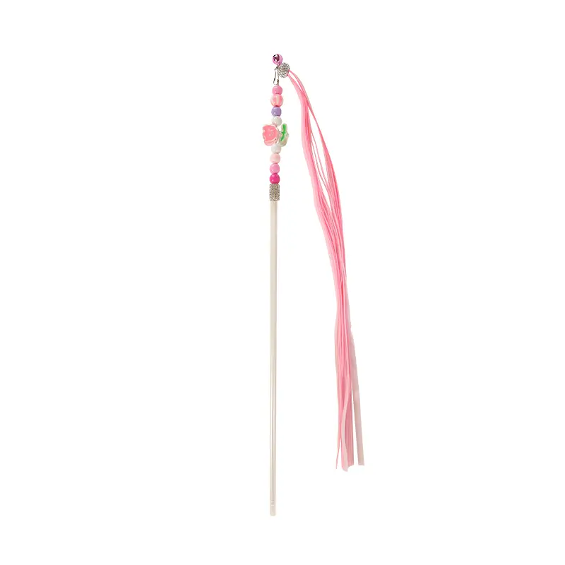 Custom Fruit & Flower Tassel Cat Wand Toy – 40cm Rod with 45cm Flowing Tassels Suppliers, Factories