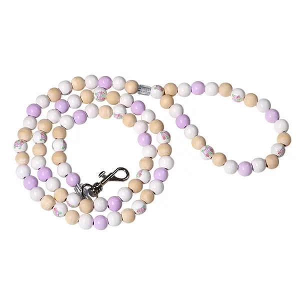 OEM Easter Wooden Beaded Dog Leash | Spring-Themed Handmade Pet Leash with Decorative Wood Beads Supplier, Suppliers