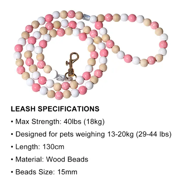 Easter Wooden Beaded Dog Leash Detail