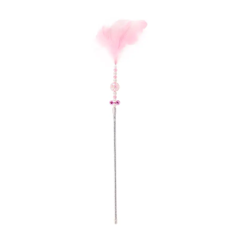 Wholesale Feather Teaser Cat Wand Toy – Beads & Bell – 40cm Stick, 14cm Feather Manufacturers, Suppliers