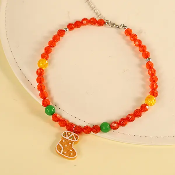 Custom Festive Acrylic Christmas Pet Necklaces – Adorable Holiday Cookie Designs Exporter, Exporters