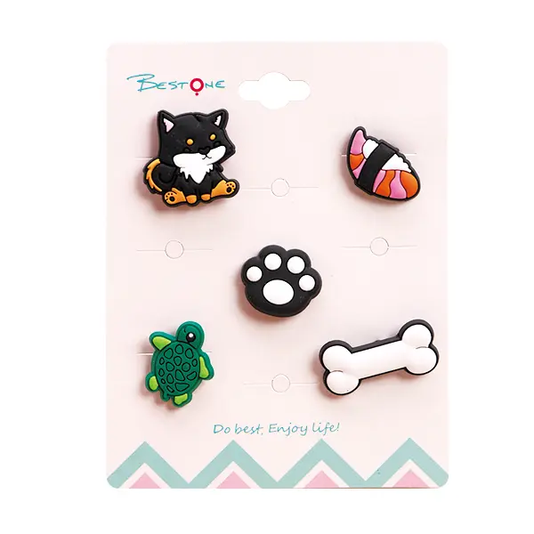 Wholesale Custom PVC Soft Rubber Charms for Pet Leashes – 5pcs/Set – 3×2cm – OEM Designs