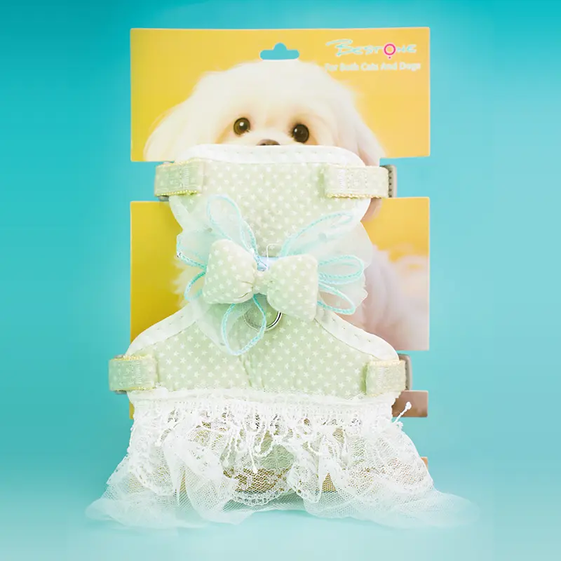 Discount Polka Dot Lace Bow Pet Harness and Leash Set Suppliers, Exporters