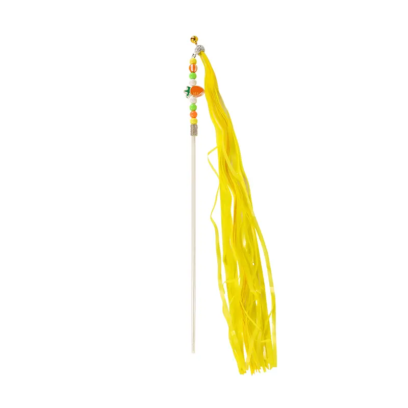 Custom Fruit & Flower Tassel Cat Wand Toy – 40cm Rod with 45cm Flowing Tassels Suppliers, Factories
