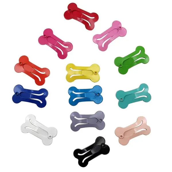 Wholesale Customizable Pet Hair Clips – Bone Zircon Design – 2.5×1.5cm – OEM Supported