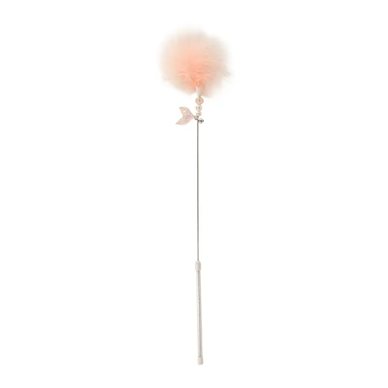 Custom Feather & Fish Tail Cat Wand Toy – 48cm Length, 10cm Feather, 3.5x3cm Tail Supplier, Exporter