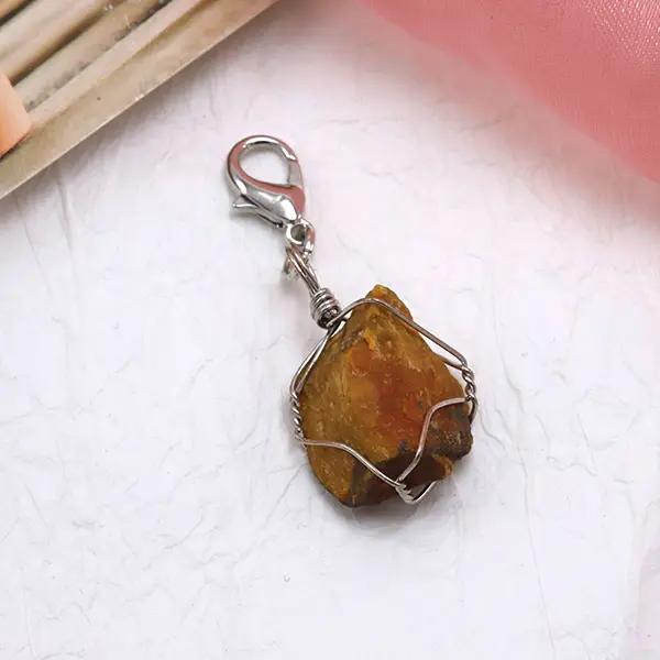 Wholesale Golden Thread Wrapped Semi-Precious Gemstone Charms for Pet Collars 2 Manufacturers, Supplier