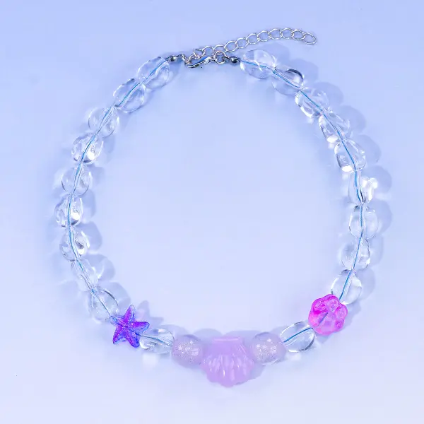 Custom Ocean Series Photochromic Acrylic Pet Necklace – Colorful Shell Pendant, Adjustable 35+5CM Suppliers, Exporters
