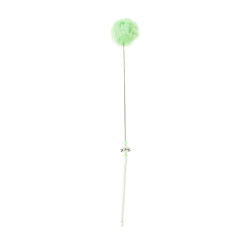 Custom Bunny Fur Pom-Pom Cat Teaser Wand – Pearls & Bell – 40cm Length, 5cm Ball Manufacturers, Exporters