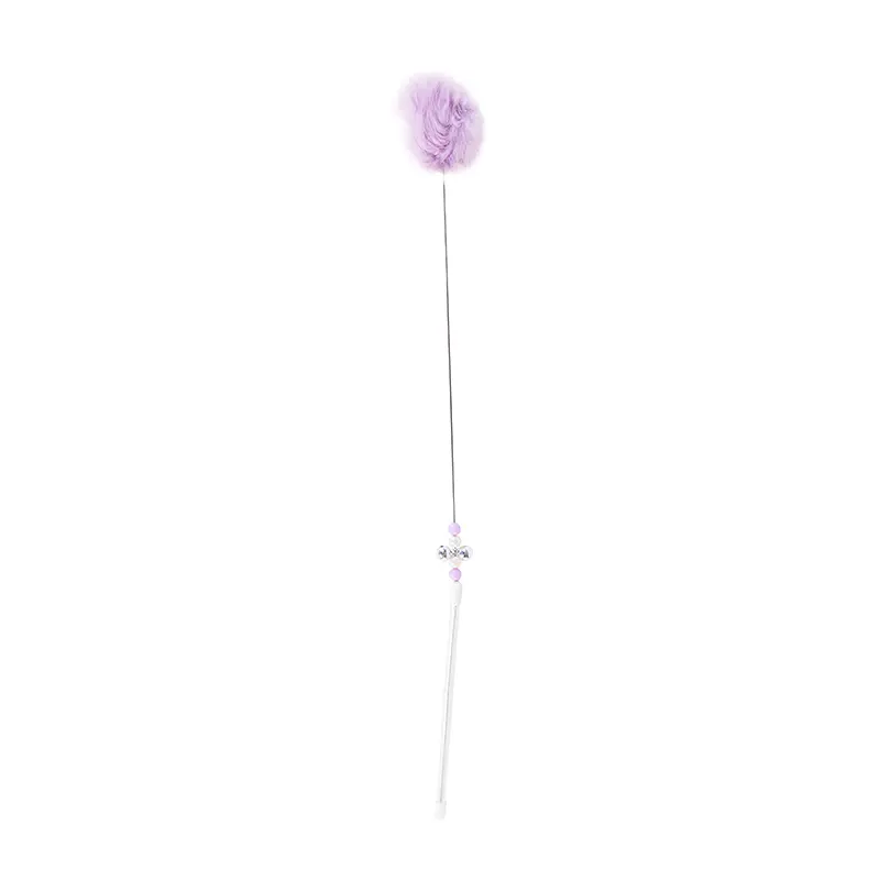 Custom Bunny Fur Pom-Pom Cat Teaser Wand – Pearls & Bell – 40cm Length, 5cm Ball Manufacturers, Exporters