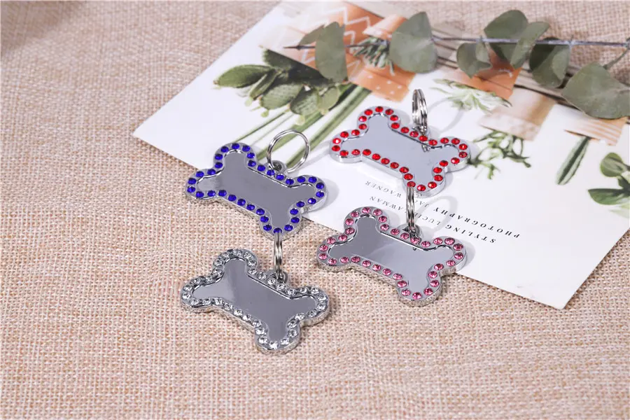 Exquisite Handcrafted Dog Tag with Crystals detail