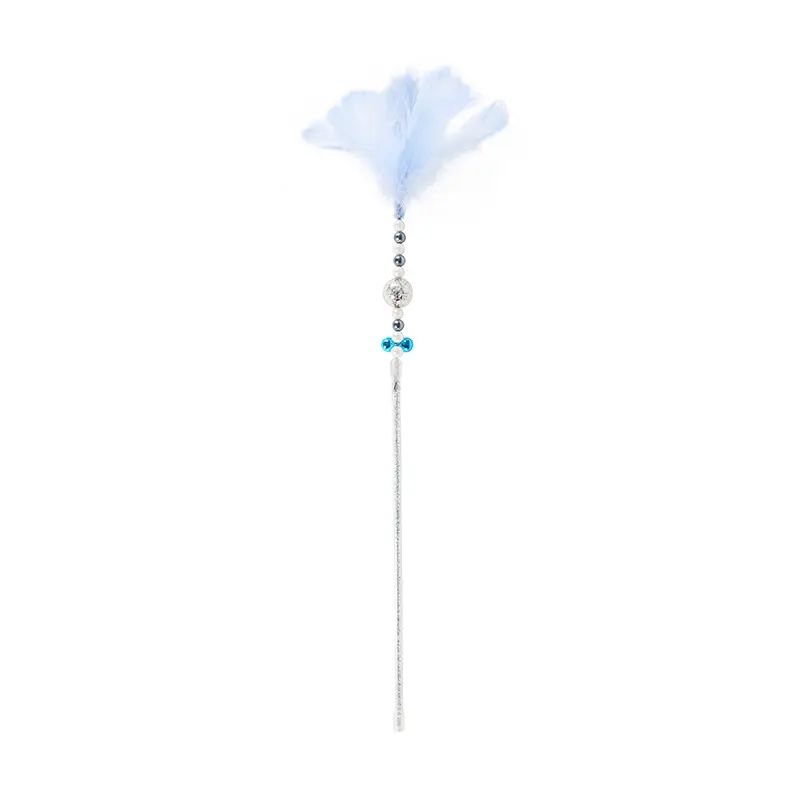 Wholesale Feather Teaser Cat Wand Toy – Beads & Bell – 40cm Stick, 14cm Feather Manufacturers, Suppliers