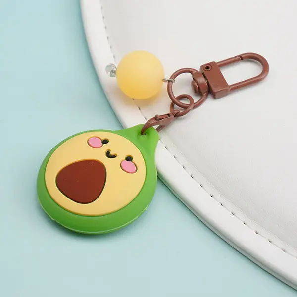 Custom Silicone Pet AirTag Holder with Glow-in-the-Dark Bead – Cute Paw, Donut, Fruit Designs – 42×35mm – Wholesale