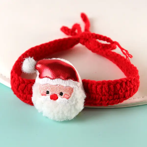 OEM Christmas Knit Pet Collar Holiday-Themed Handmade Decoration for Cats & Dogs Suppliers, Exporters