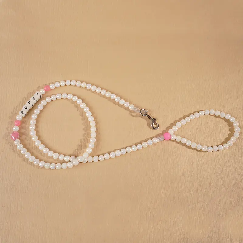 OEM Glow-in-the-Dark Paw Print Beaded Pet Leash – Acrylic Beads & Silicone Letters – 130cm Manufacturers, Factory