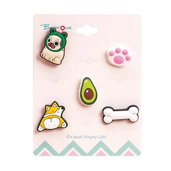 Wholesale Custom PVC Soft Rubber Charms for Pet Leashes – 5pcs/Set – 3×2cm – OEM Designs