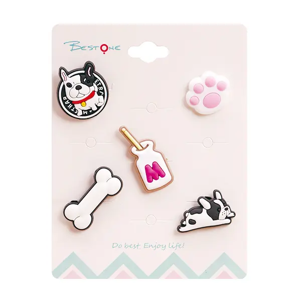 Wholesale Custom PVC Soft Rubber Charms for Pet Leashes – 5pcs/Set – 3×2cm – OEM Designs