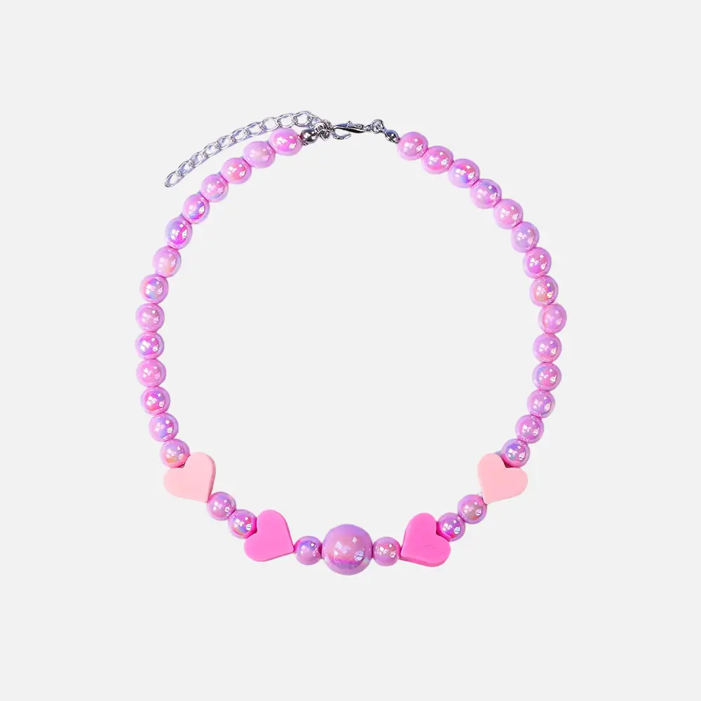 Valentine’s Day Beaded Pet Necklace Purple Detail