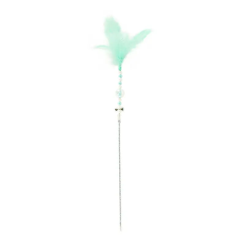 Wholesale Feather Teaser Cat Wand Toy – Beads & Bell – 40cm Stick, 14cm Feather Manufacturers, Suppliers