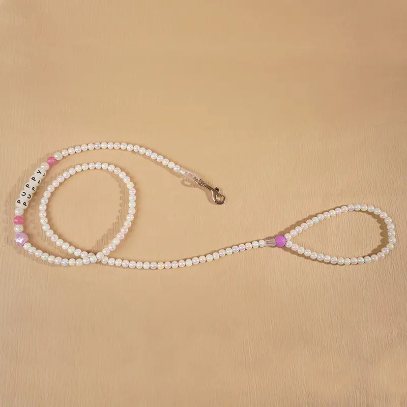 OEM Glow-in-the-Dark Paw Print Beaded Pet Leash – Acrylic Beads & Silicone Letters – 130cm Manufacturers, Factory