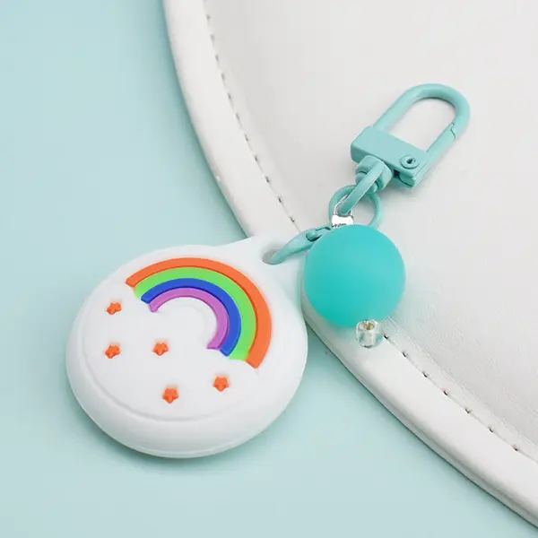 Custom Silicone Pet AirTag Holder with Glow-in-the-Dark Bead – Cute Paw, Donut, Fruit Designs – 42×35mm – Wholesale